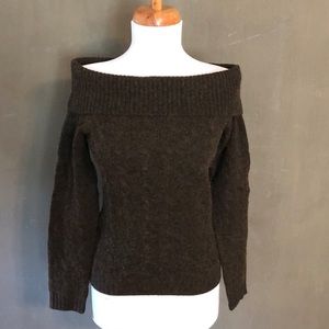 Off the shoulder cashmere cable sweater